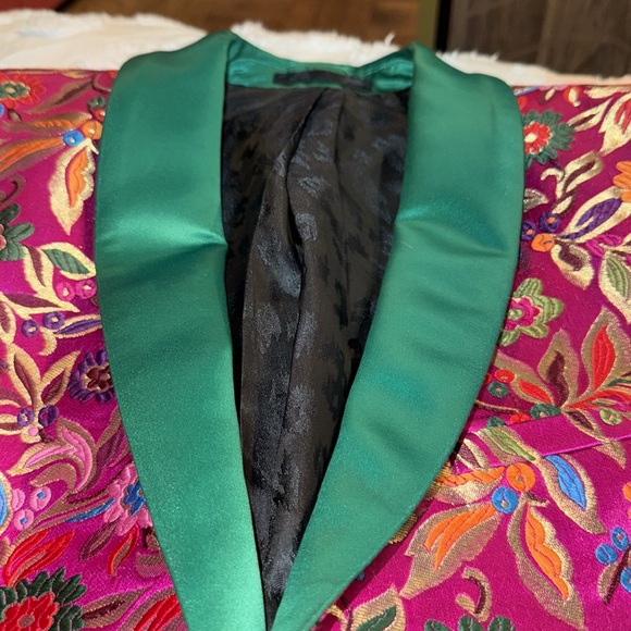 Stunning hot pink or fuschia and green floral suit by ASOS 33x32 42R jacket - Picture 14 of 15